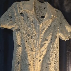 Elegant Lace Button-Up Blouse